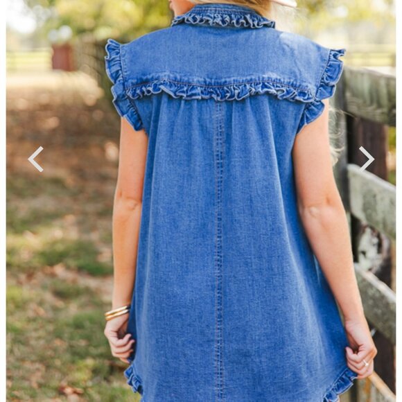 BNWT OLIVACEOUS DENIM DRESS ADORABLE FOR ANY OCCASION HAS POCKETS - Picture 3 of 5